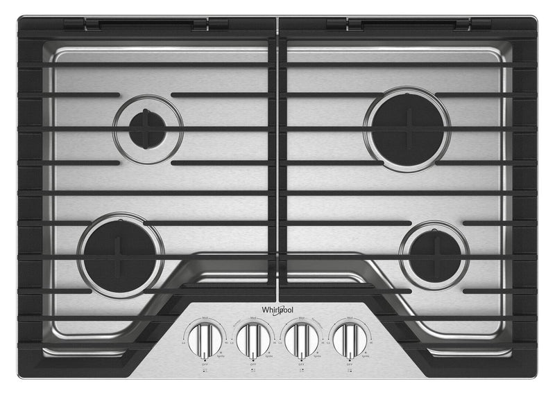 Whirlpool 30\" Gas Cooktop with EZ-2-Lift™ Hinged Cast-Iron Grates - WCGK5030PS