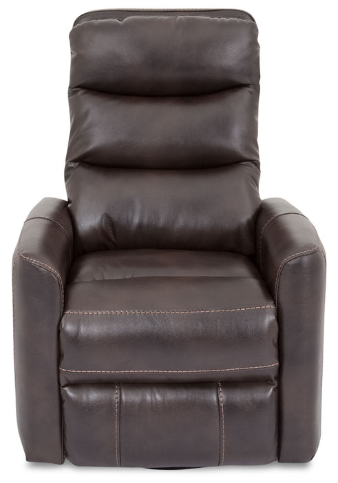 Cindy Crawford Home Quinn 31\" Leather-Look Fabric Swivel Rocker Power Reclining Chair - Brown