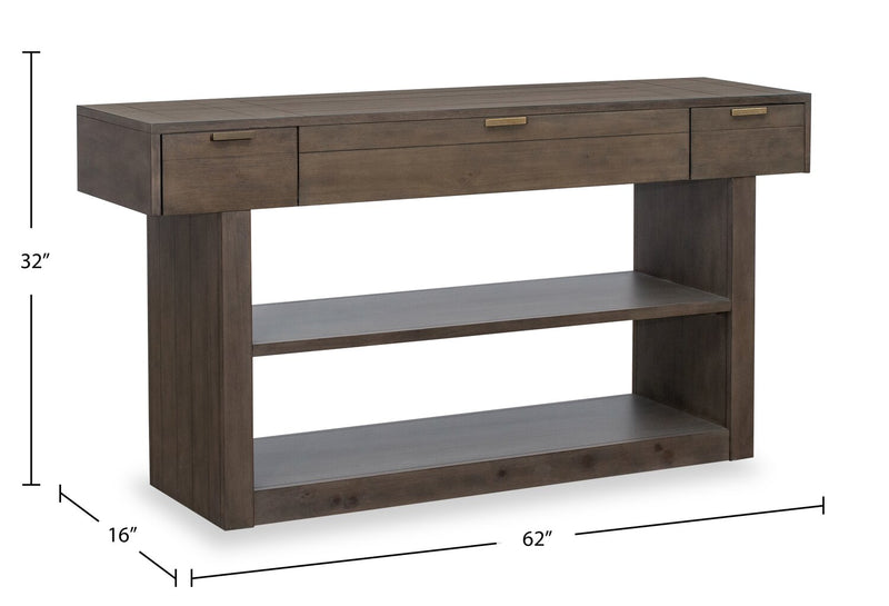 Tilson 62\" Modern Sofa Table with Storage and Shelf - Urbane Bronze