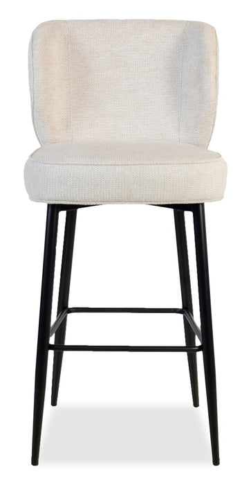 Sara Counter-Height Stool with Velvet-Like Fabric, 26\"H, Metal – White