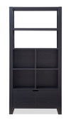 Oscar 36\" Contemporary Bookcase with File Drawer – Matte Black 