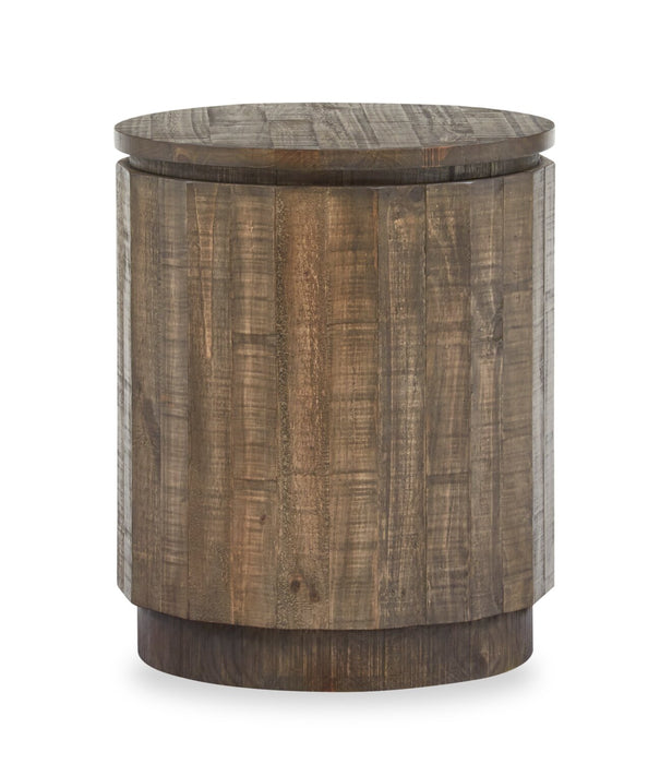 Elm 20” Round Rustic Pine End Table - Brown