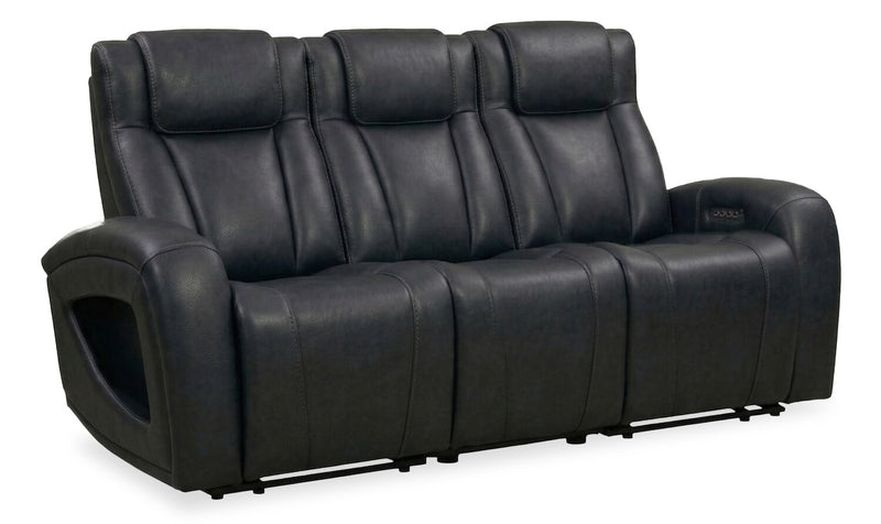 Shaquille O’Neal Home Titan 92\" Genuine Leather Power Reclining Sofa with Shaq-o-pedic Comfort – Black
