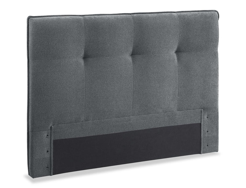 Amos Upholstered Headboard in Charcoal Fabric, Tufted - King Size