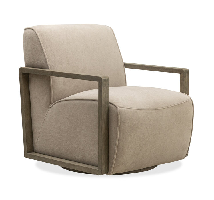 Modell 29.5\" Velvet Swivel Accent Chair with Wood Arms - Beige
