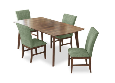 Rain 5pc Dining Set with Table & 4 Green Chairs, 72"W - Green/Brown | Ensemble de salle à manger Rain 5 pièces avec table de 72 po (L) et 4 chaises vertes - vert et brun