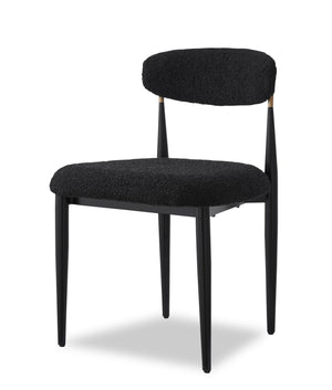 Kort & Co. Capri Dining Chair with Boucle Fabric & Gold Accent, Metal - Black