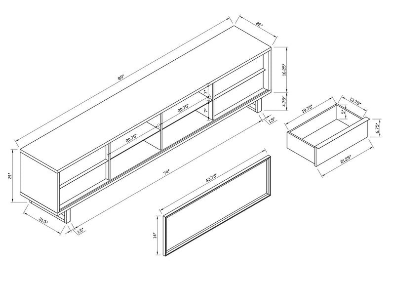 Amelia 89\" x 22\" Modern TV Stand with Storage and Cable Management for TVs up to 100\" - White & Black Two Tone