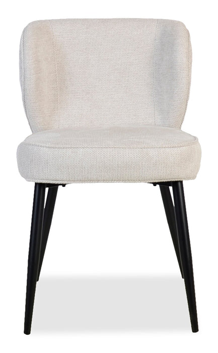 Sara Wing-Back Dining Chair with Polyester Fabric, Metal - White