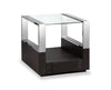 Perrin 24\" Modern Glass Top End Table with Storage and Shelf - Graphite