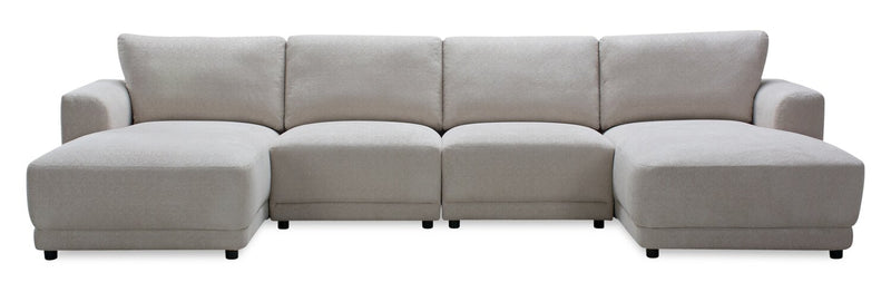 Voyage Modular 4-Piece U-Shaped Fabric Sectional with Removable Back Cushions – Taupe