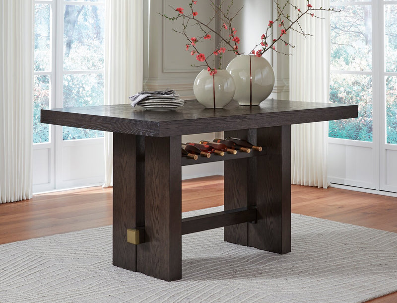 Metro Counter Height Dining Table with Built-in Wine Rack, 66\"W - Brown
