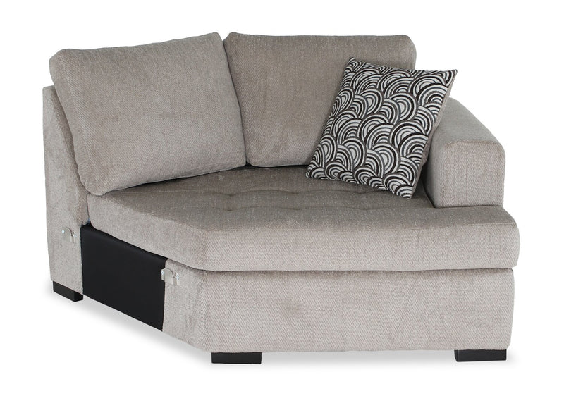 Made in Canada Legend 2-Piece Right-Facing Chenille Fabric Cuddler Sleeper Sectional - Platinum Beige