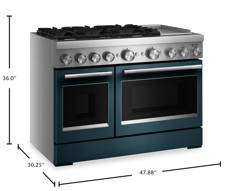 KitchenAid 6.3 Cu. Ft. 6 Burner Dual Fuel Range with Griddle – Agave - KFDD948SAG 