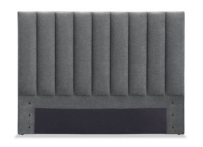 Amos Upholstered Headboard in Charcoal Fabric, Channelled - Queen Size | Tête de lit rembourrée Amos en tissu anthracite en canaux - format grand lit