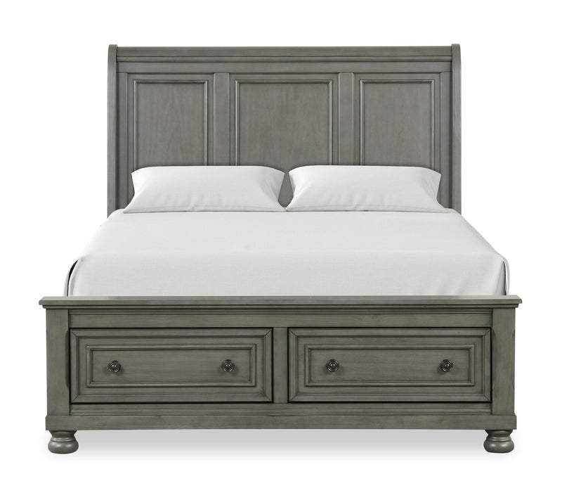 Chelsea 5pc Bedroom Set with Storage Bed, Dresser & Mirror, Grey - Queen Size