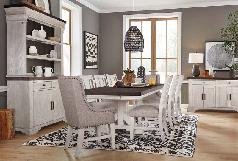 Willow Dining Chair with Cushion Fabric Seat & Nailhead Trim - Rustic White