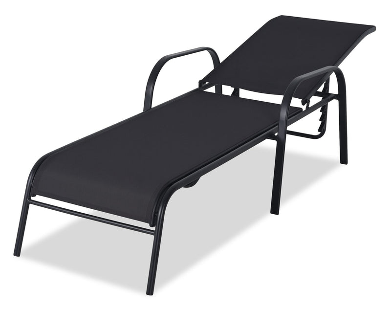 Tuscany Outdoor Patio Lounger with Adjustable Backrest - Metal, UV & Weather Resistant - Grey/Black