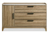 Sable Bedroom 3-Drawer Dresser with Storage Cabinet, 59"W x 37"H - Light Brown