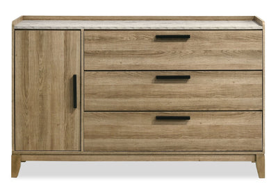 Sable Bedroom 3-Drawer Dresser with Storage Cabinet, 59"W x 37"H - Light Brown | Commode de chambre à coucher Sable de 59 po (L) x 37 po (H) à 3 tiroirs avec armoire de rangement - brun clair