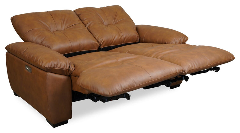 Bello 67\" Leather-Look Fabric Power Reclining Loveseat - Brown