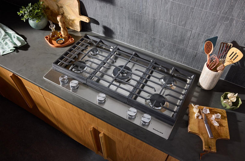 KitchenAid Gas-on-Metal Cooktop with Integrated Wok Grate – Stainless Steel - KCGK736SSS