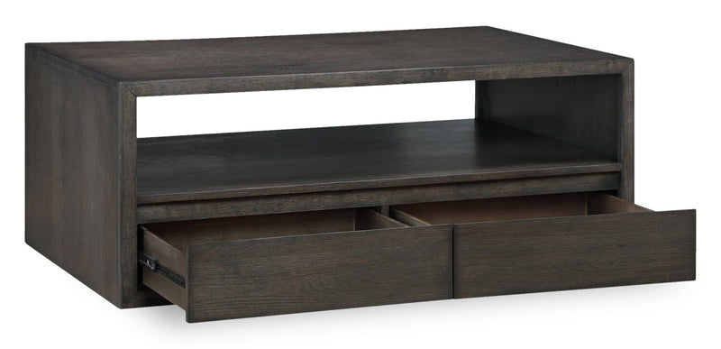 Zelda 58\" Coffee Table with Storage and Shelf – Warm Mocha