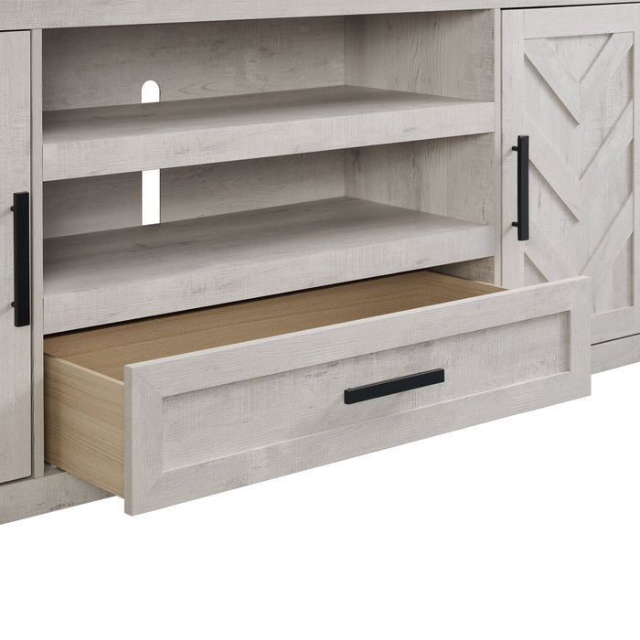 Scott Living Hayward 70” Modern TV Stand with Storage and Cable Management for TVs up to 75” - White