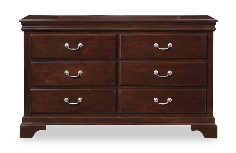 Marco 5pc Bedroom Set with Bed, Dresser & Mirror, Cherry Brown - Queen Size