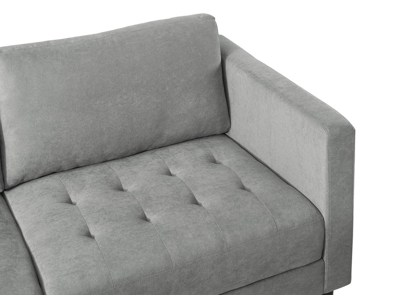 Metro 2-Piece Left-Facing Fabric Sectional with Chaise and Tufted Seat Cushions - Grey