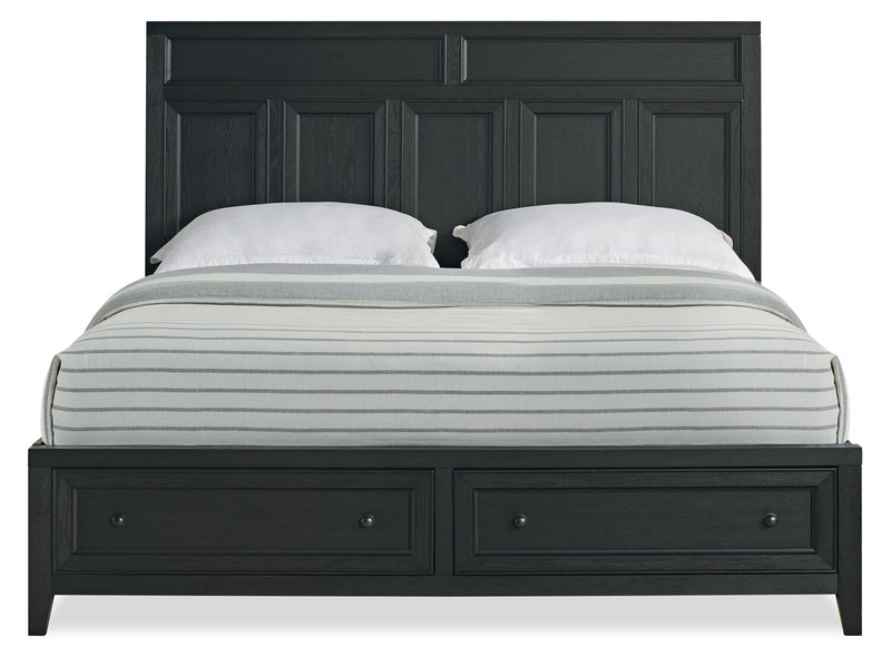 Casa 5pc Bedroom Set with Bed, Dresser & Mirror, Wood, Black - King Size