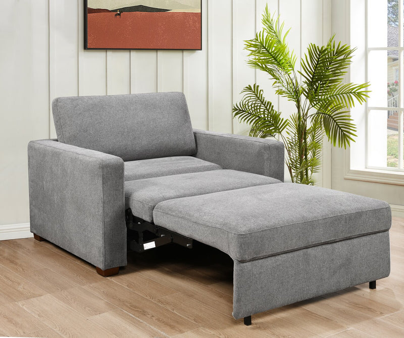 Dusk 52\" Linen-Look Fabric Sleeper Chair with Track Arms - Grey