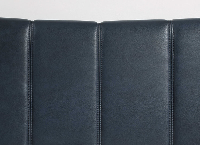 Paseo Platform Bed in Navy Vegan-Leather Fabric - King Size 
