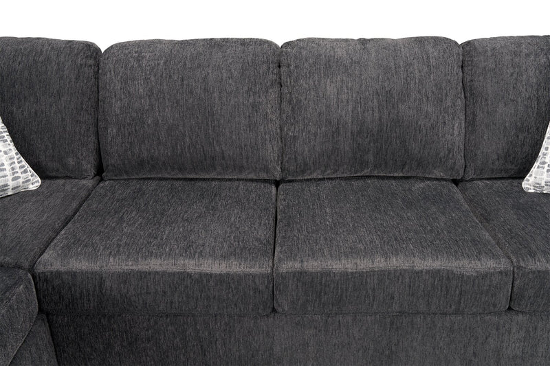 Made in Canada Morgan 2-Piece Left-Facing Chenille Fabric Sofa Bed Sectional with Accent Pillows - Grey