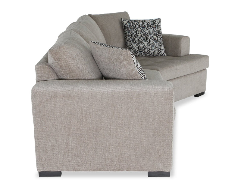 Made in Canada Legend 2-Piece Right-Facing Chenille Fabric Cuddler Sleeper Sectional - Platinum Beige