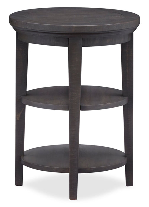 Hanson 18” Round Traditional Pine End Table - Graphite