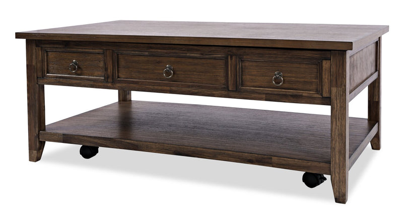 Branson 48\" Lift Top Coffee Table with Storage and Casters - Dark Brown