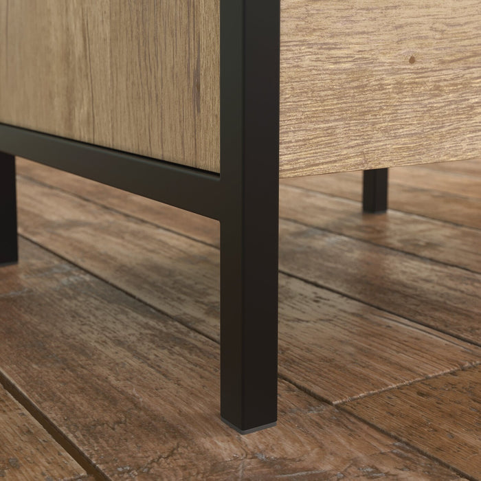 Bradley 55.91\" L-Shaped Office Desk with Cabinet – Prime Oak