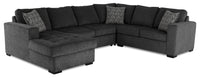 Legend 4-Piece Left-Facing Chenille Sleeper Sectional - Pepper  