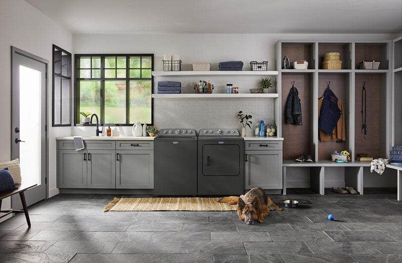 Maytag 5.4 Cu Ft. Top Load Washer with Pet Pro and 7.0 Cu Ft. Gas Dryer – Volcano Black 