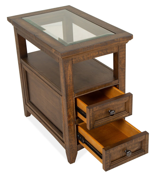 Hanson 15” Traditional Pine Chairside Table with Storage - Toasted Nutmeg