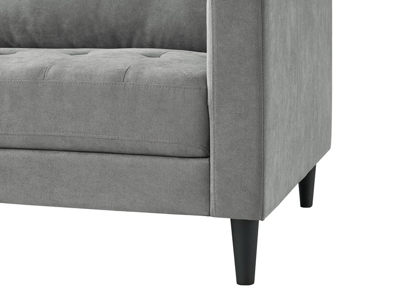 Metro 2-Piece Left-Facing Fabric Sectional with Chaise and Tufted Seat Cushions - Grey