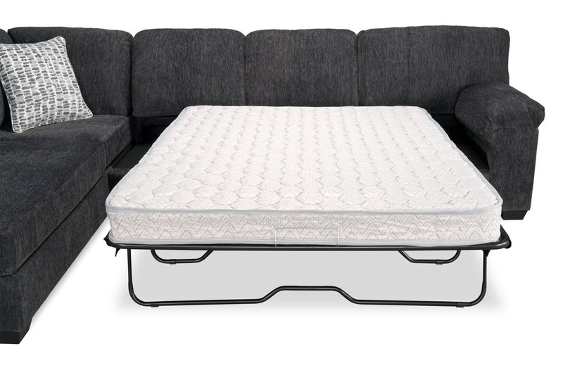 Made in Canada Morgan 2-Piece Left-Facing Chenille Fabric Sofa Bed Sectional with Accent Pillows - Grey