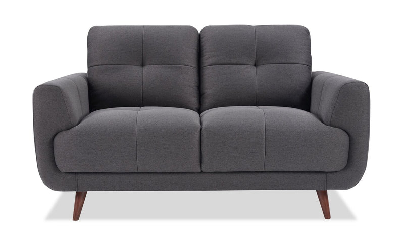 Brook 84\" Fabric Loveseat with Tufted Cushions – Charcoal