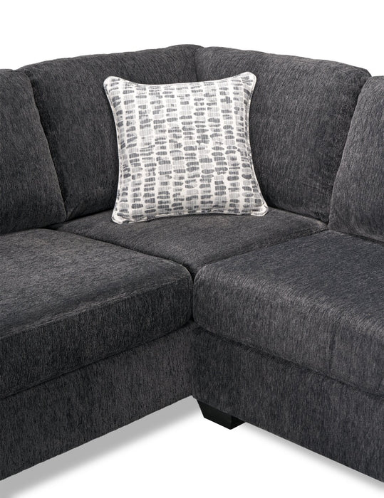 Made in Canada Morgan 2-Piece Right-Facing Chenille Fabric Sofa Bed Sectional with Accent Pillows - Grey