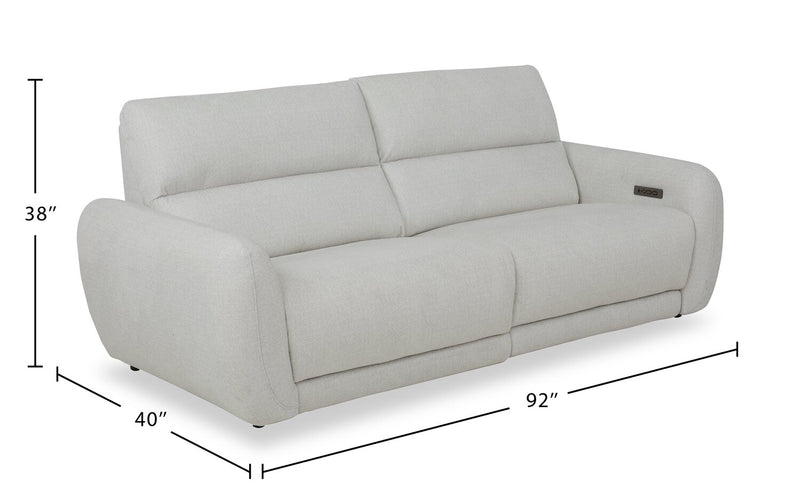 Cindy Crawford Home Kailyn 92\" Fabric Power Reclining Sofa with Power Headrests - Beige 
