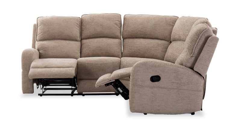 Bodie 111.02\" 3-Piece Chenille Fabric Manual Reclining Sectional – Beige  