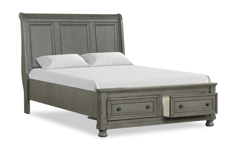 Chelsea 5pc Bedroom Set with Storage Bed, Dresser & Mirror, Grey - Queen Size