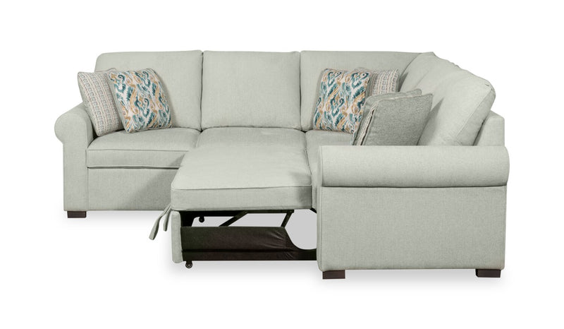 Scott Living Haven 3-Piece Chenille Fabric Sleeper Sectional - Seafoam Blue