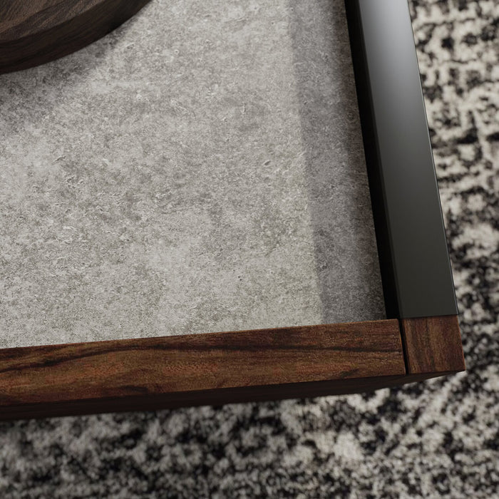 Benson 31” Modern Coffee Table with Storage - Dark Brown and Grey